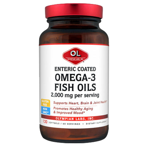 Enteric Coated Omega 3 Fish Oils 120 Softgels by Olympian Labs
