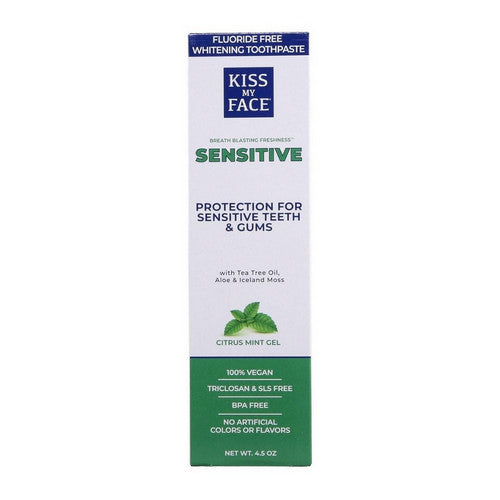 Sensitive Toothpaste Fluoride Free Whitening Gel Citrus Mint 4.5 Oz by Kiss My Face