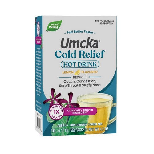 Umcka Cold Relief Soothing Hot Drink Mix Ages 6 Plus Lemon 10 Packets by Nature's Way
