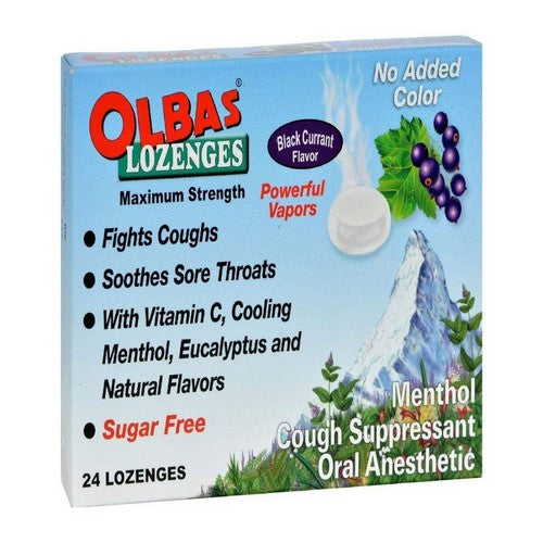 Black Currant Sugar Free Cough Lozenges with Vitamin C 24 Count by Olbas