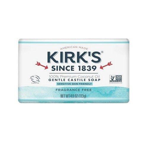 Premium Coconut Oil Castile Bar Soap Fragrance Free 4 Oz by Kirk's Natural Products