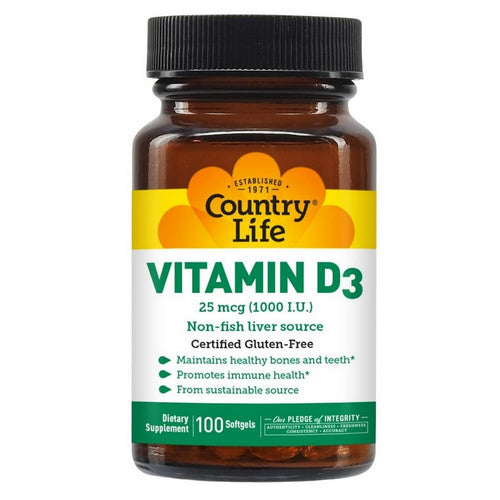 Vitamin D3 100 Softgels by Country Life