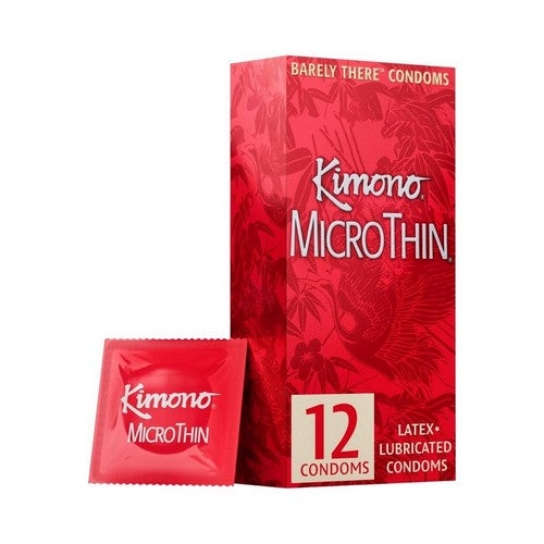 Microthin Condoms Premium Lubricated 12 Count by Kimono
