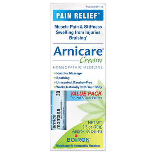 Arnicare Cream Value Pack with Montana Blue Tube 2.5 oz+ 30c Pellets by Boiron