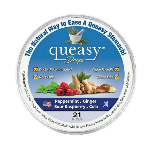Queasy Drops All Natural Assorted Flavors 21 Pieces by Three Lollies