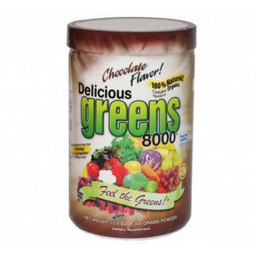 Delicious Greens 8000 Chocolate Flavor 10.6 Oz by Greens World Inc