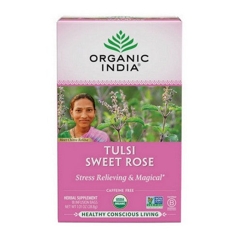 Organic Tulsi Sweet Rose Tea 18 Bags by Organic India