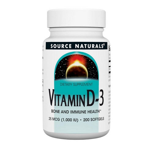 Vitamin D-3 1000 IU 200 softgels by Source Naturals