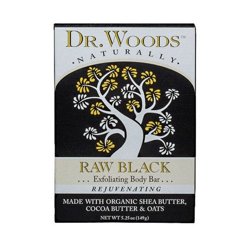 Naturally Bar Soap Exfoliating Raw Black 5.25 Oz by Dr.Woods Products