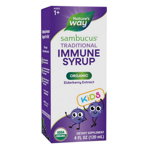 Sambucus Organic Traditional Immune Elderberry Syrup for Kids 4 Oz by Nature's Way