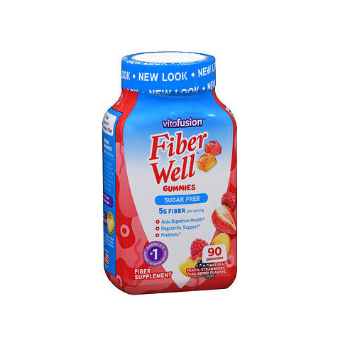 Fiber Well Gummy Natural Peach Strawberry And Berry 90 Gummies by Vitafusion